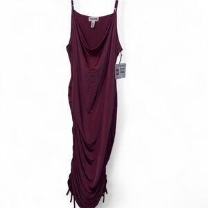 Nordstrom Open Edit Burgundy Draped Midi Dress